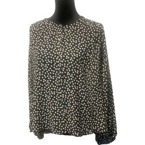Zara Blouse Polka Dot Sheer balloon Long-sleeve round neck tunic button front
